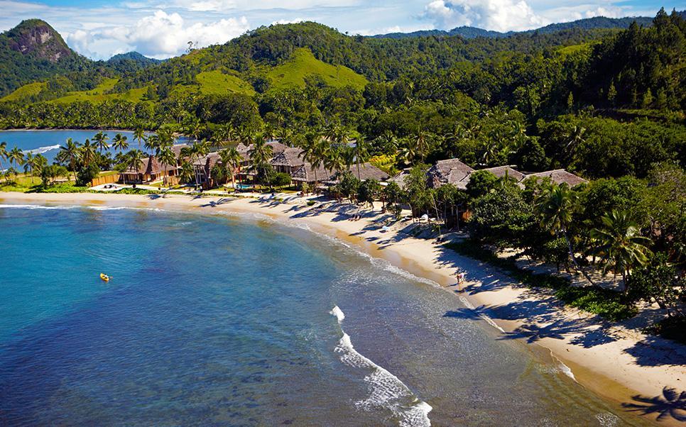 Blick von auf das Nanuku Auberge Resort, Fiji, Südesee Reise