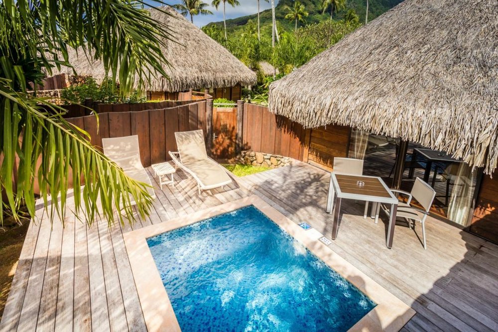 Bungalow Pool, Hotel Manava Beach Resort & Spa Moorea, Französisch Polynesien Reise