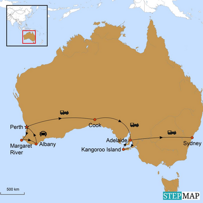 Reiseroute, Zugreise durch Australien, von Perth nach Sydney, Indian Pacific Train