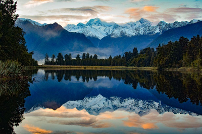 Lake Matheson, Fox Glacier, Neuseeland Mietwagenreise