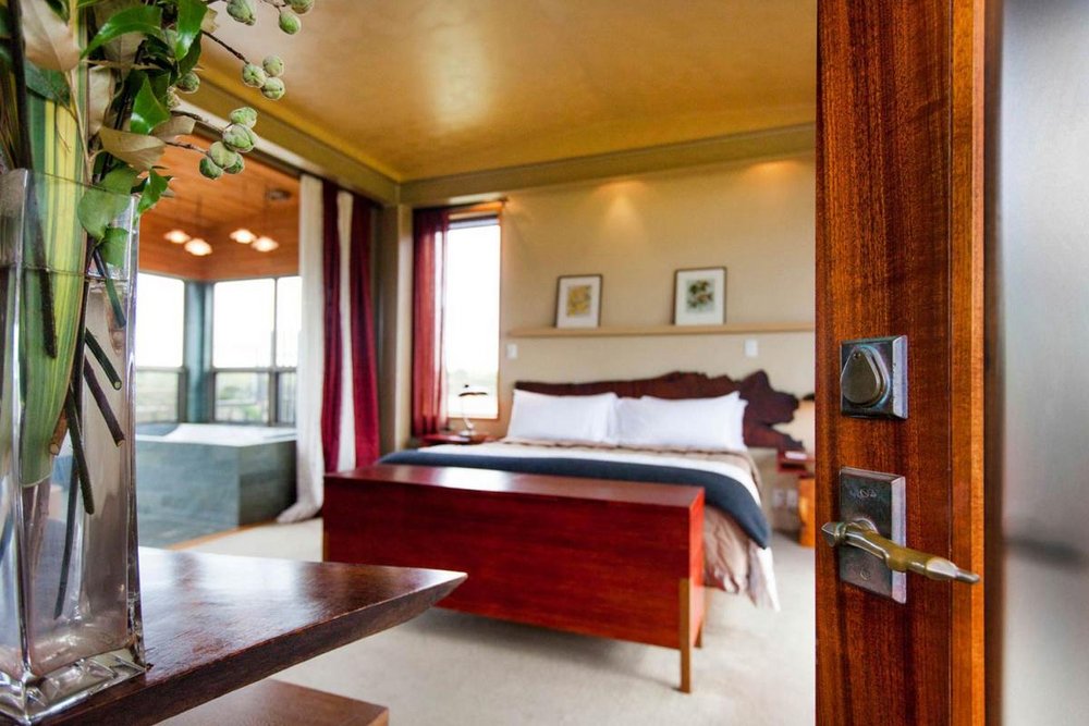 Schlafzimmer, Hapuku Lodge & Tree Houses, Kaikoura, Neuseeland Rundreise