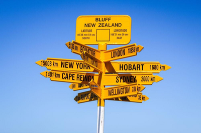 Stirling Point, Bluff, Neuseeland Mietwagenrundreise