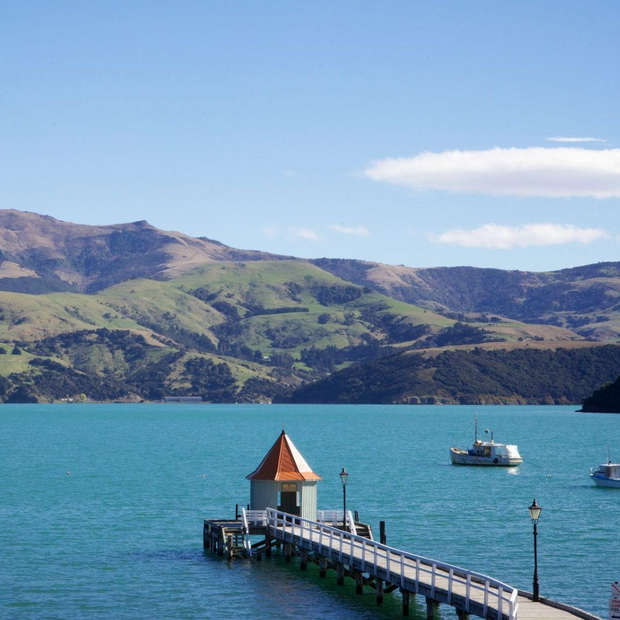 Blick auf den See, Akaroa Criterion Motel, Neuseeland Reise