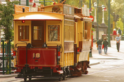Tram in Christchurch, Neuseeland Privatreise