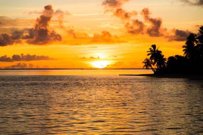 Sonnenuntergang, Französisch Polynesien, Südsee Reise
