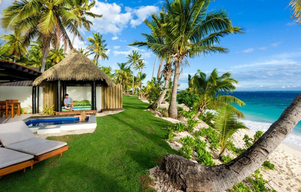 Außenbereich Beachfront Villa, Matamanoa Island Resort, Fiji, Südsee Reise