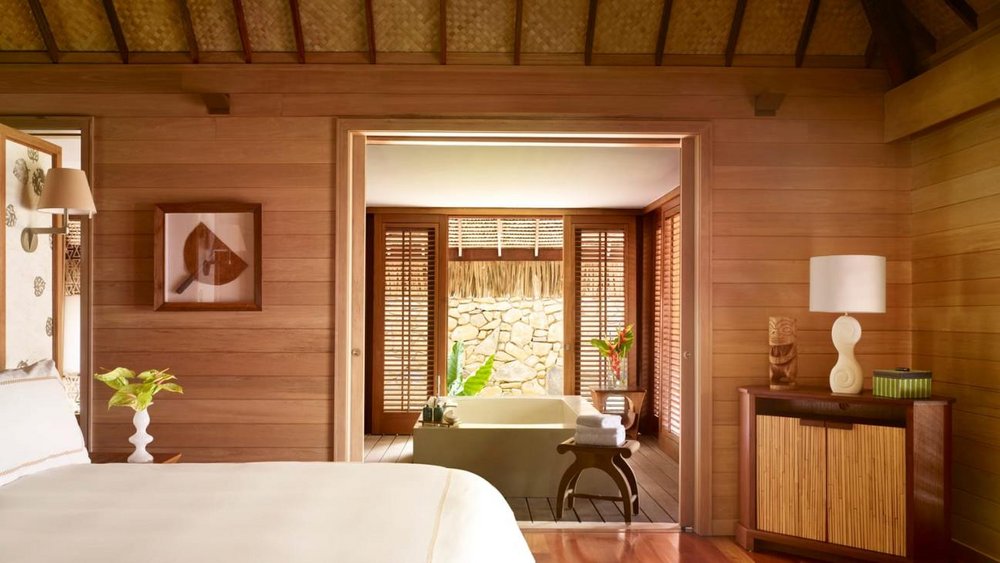 Schlafzimmer, Four Seasons Bora Bora, Französisch Polynesien, Südsee Rundreise