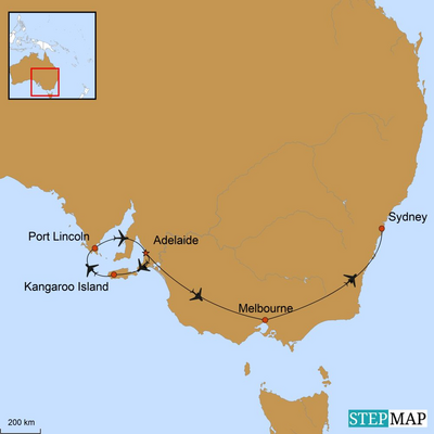 Karte - Rundreise südliches Australien 
