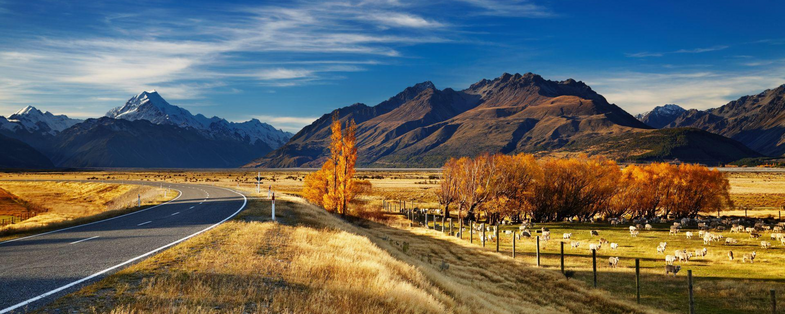 Neuseeland, Mount Cook Nationalpark, Straße
